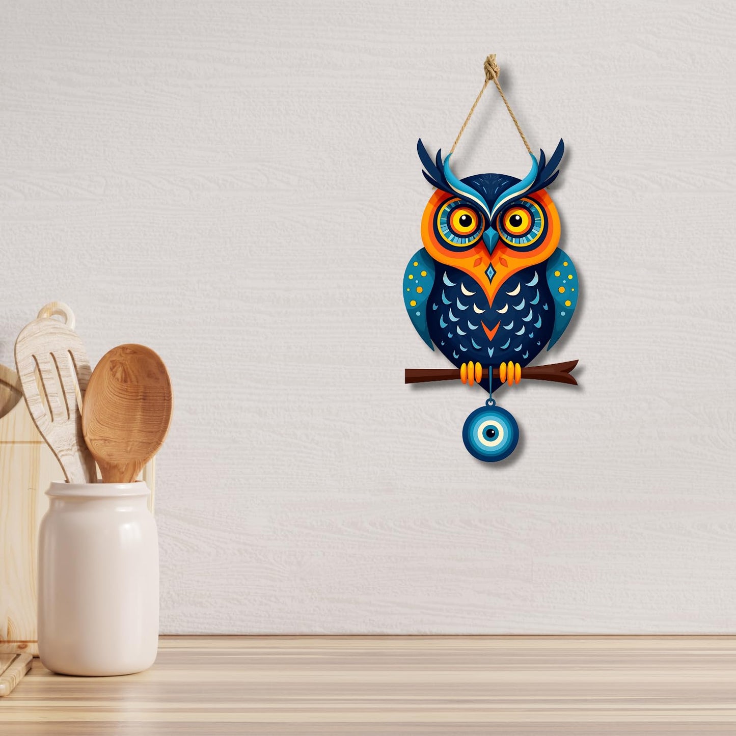 Owl Shape Wooden Wall Hanging for Home Decor, Living Room D8