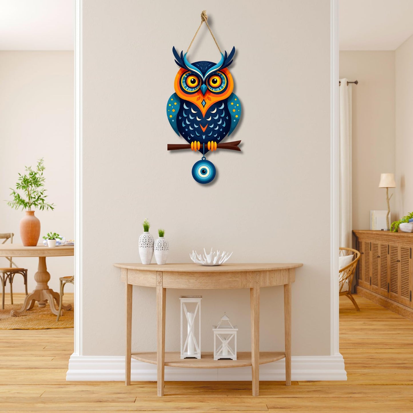 Owl Shape Wooden Wall Hanging for Home Decor, Living Room D8