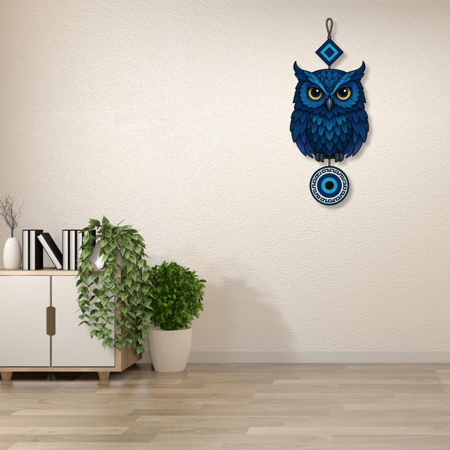 Owl Shape Wooden Wall Hanging for Home Decor, Living Room D9