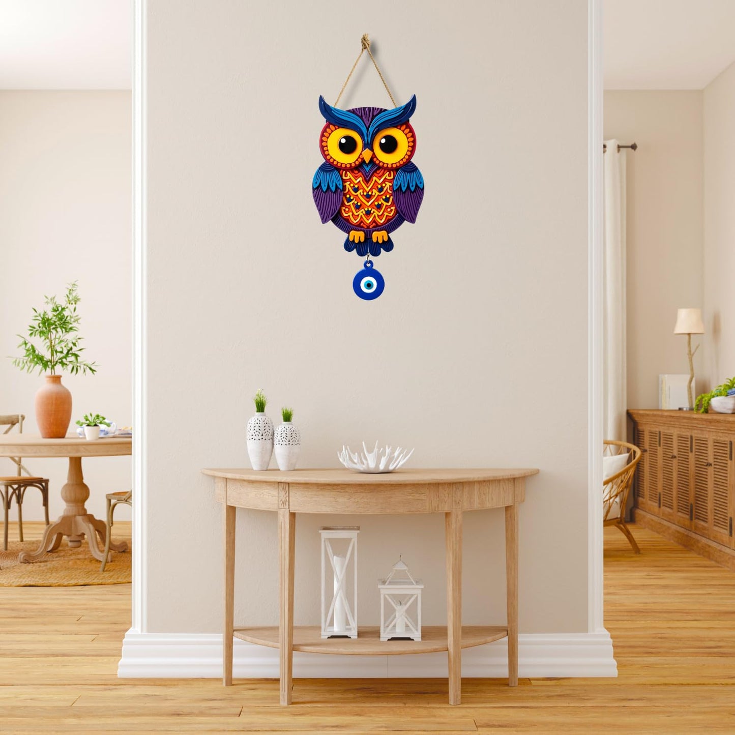 Owl Shape Wooden Wall Hanging for Home Decor, Living Room D5