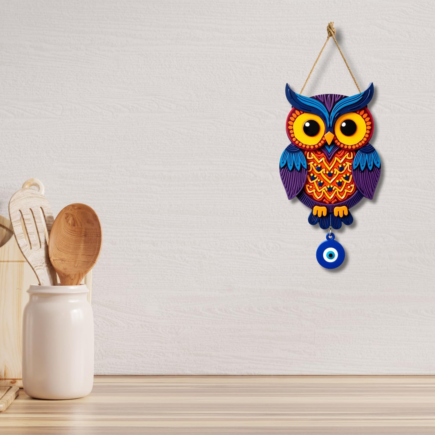 Owl Shape Wooden Wall Hanging for Home Decor, Living Room D5