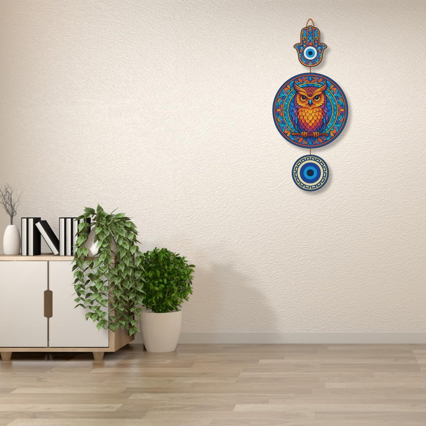 Owl Shape Wooden Wall Hanging for Home Decor, Living Room D10