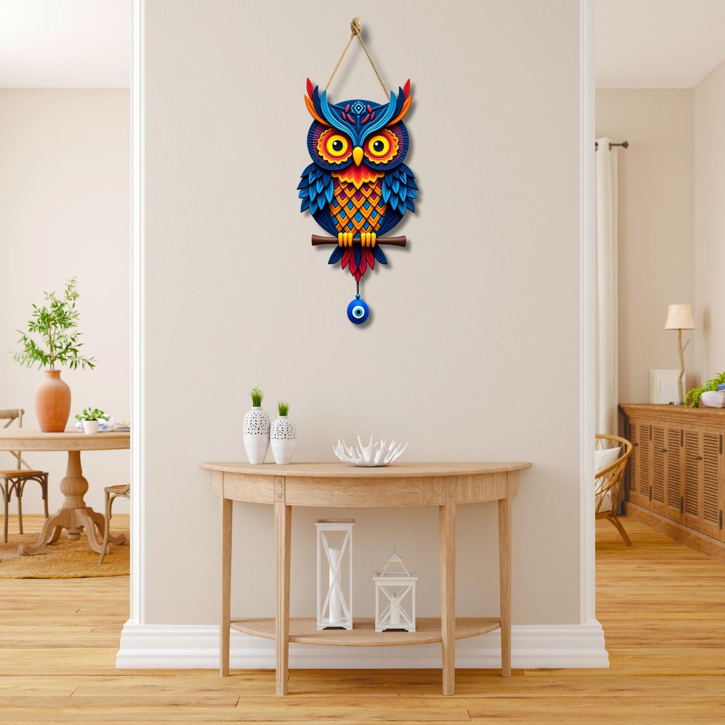 Owl Shape Wooden Wall Hanging for Home Decor, Living Room D6