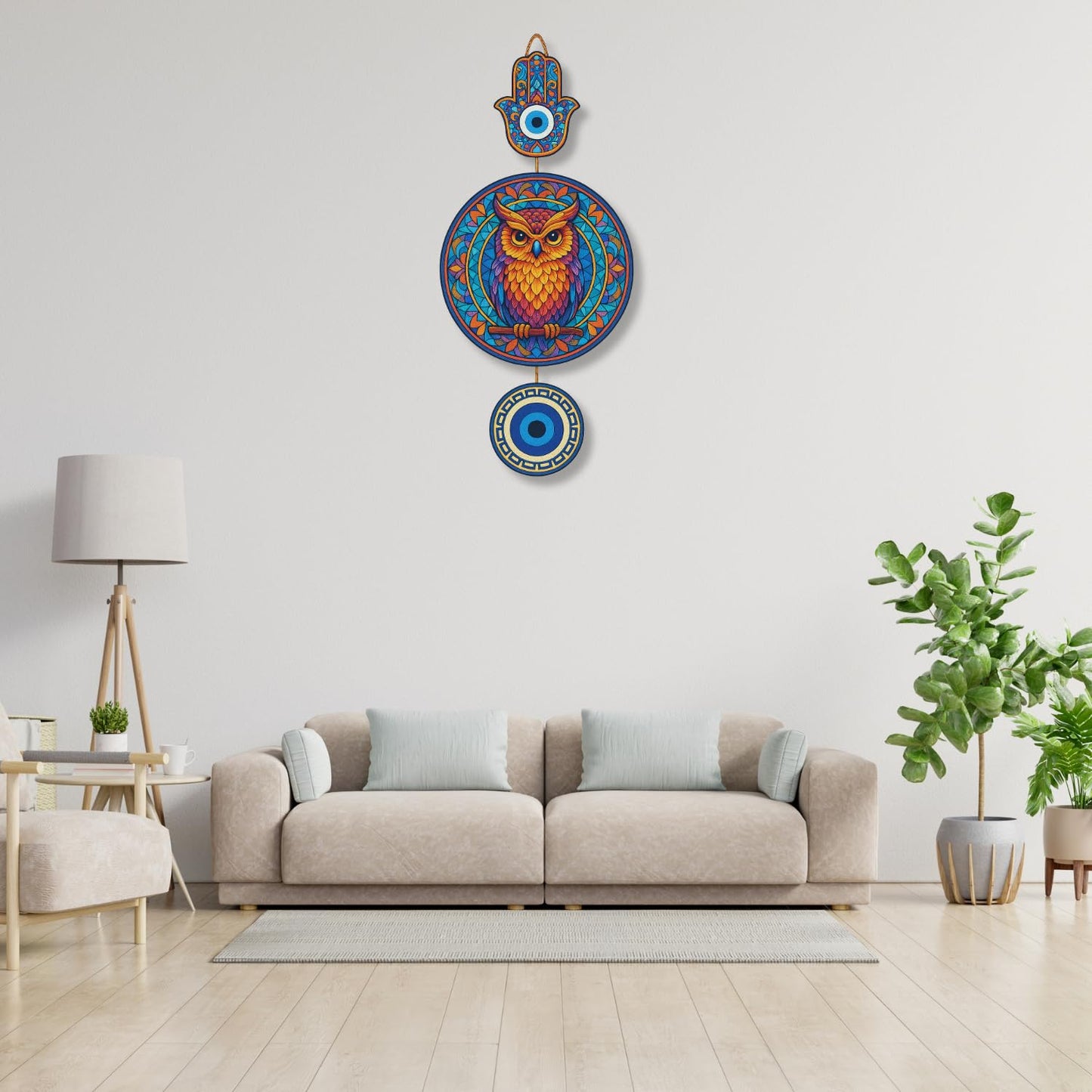 Owl Shape Wooden Wall Hanging for Home Decor, Living Room D10