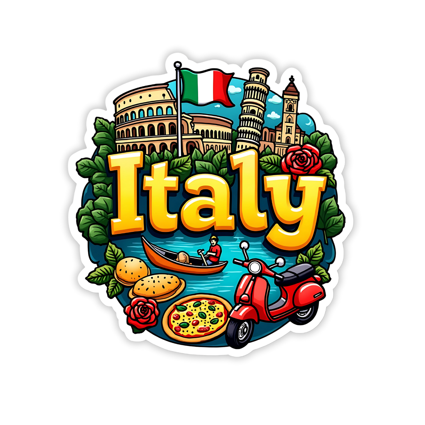 Italy Country Theme Souvenir Wooden Refrigerator Stylish Fridge Magnet