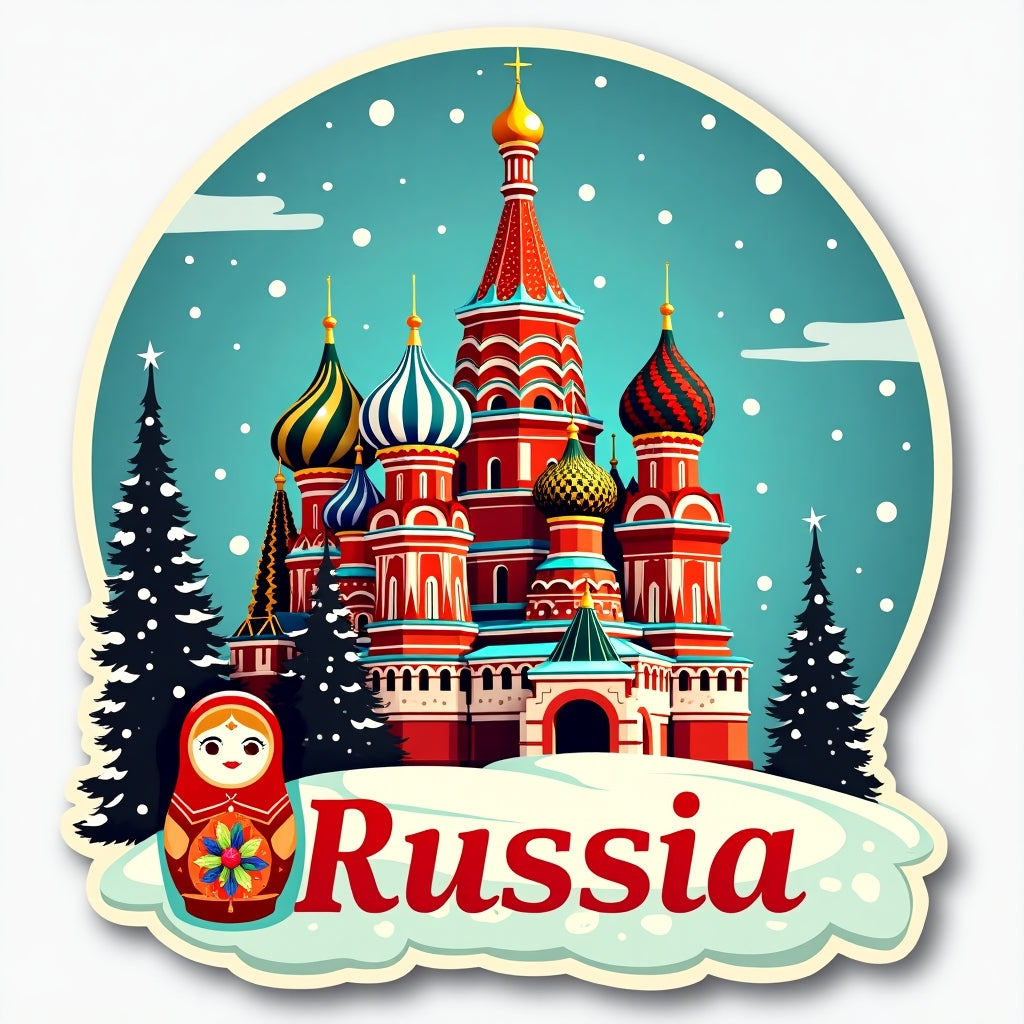 Russia Country Theme Souvenir Wooden Refrigerator Stylish Fridge Magnet