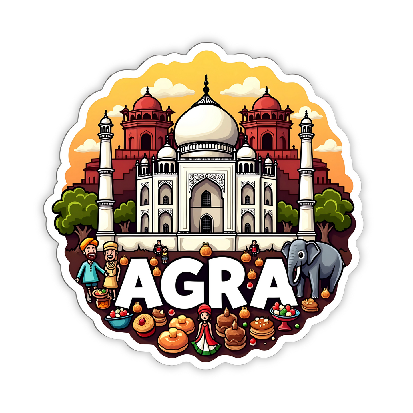 Agra City Theme Souvenir Wooden Fridge Magnet for Refrigerator