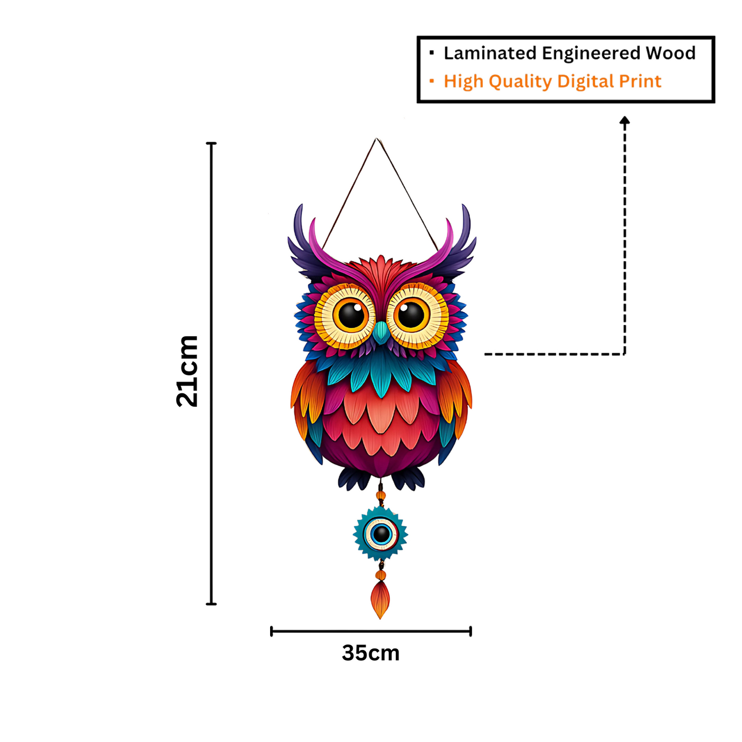 Owl Shape Wooden Wall Hanging for Home Decor, Living Room