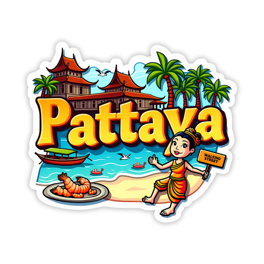 Pattaya Country Theme Souvenir Wooden Refrigerator Stylish Fridge Magnet