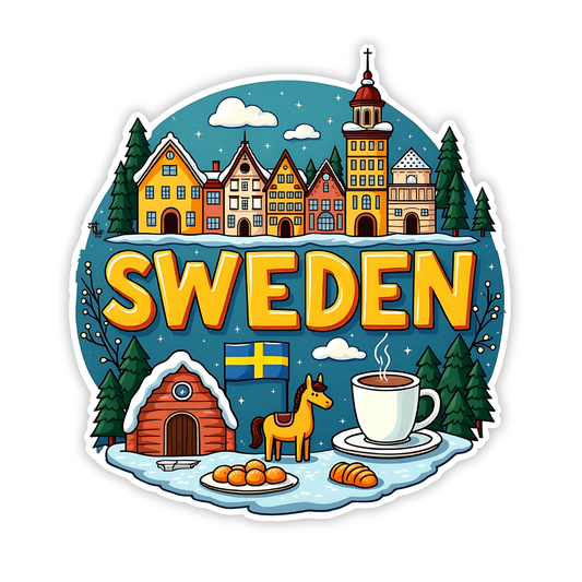 Sweden Country Theme Souvenir Wooden Refrigerator Stylish Fridge Magnet