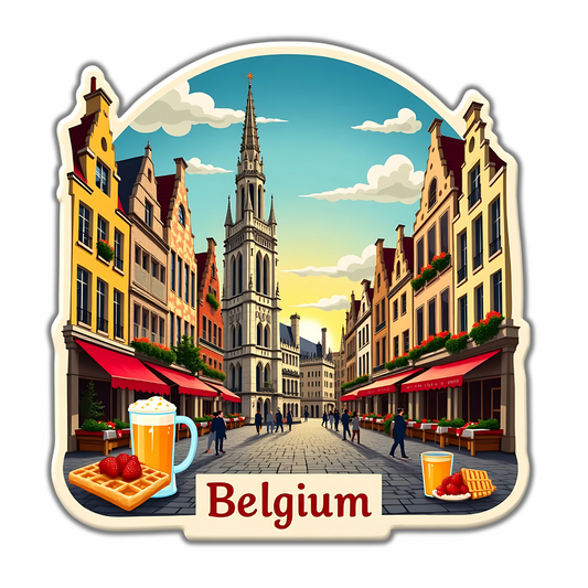 Belgium Theme Souvenir Fridge Magnet – 3x3 Inch Stylish Refrigerator Magnet