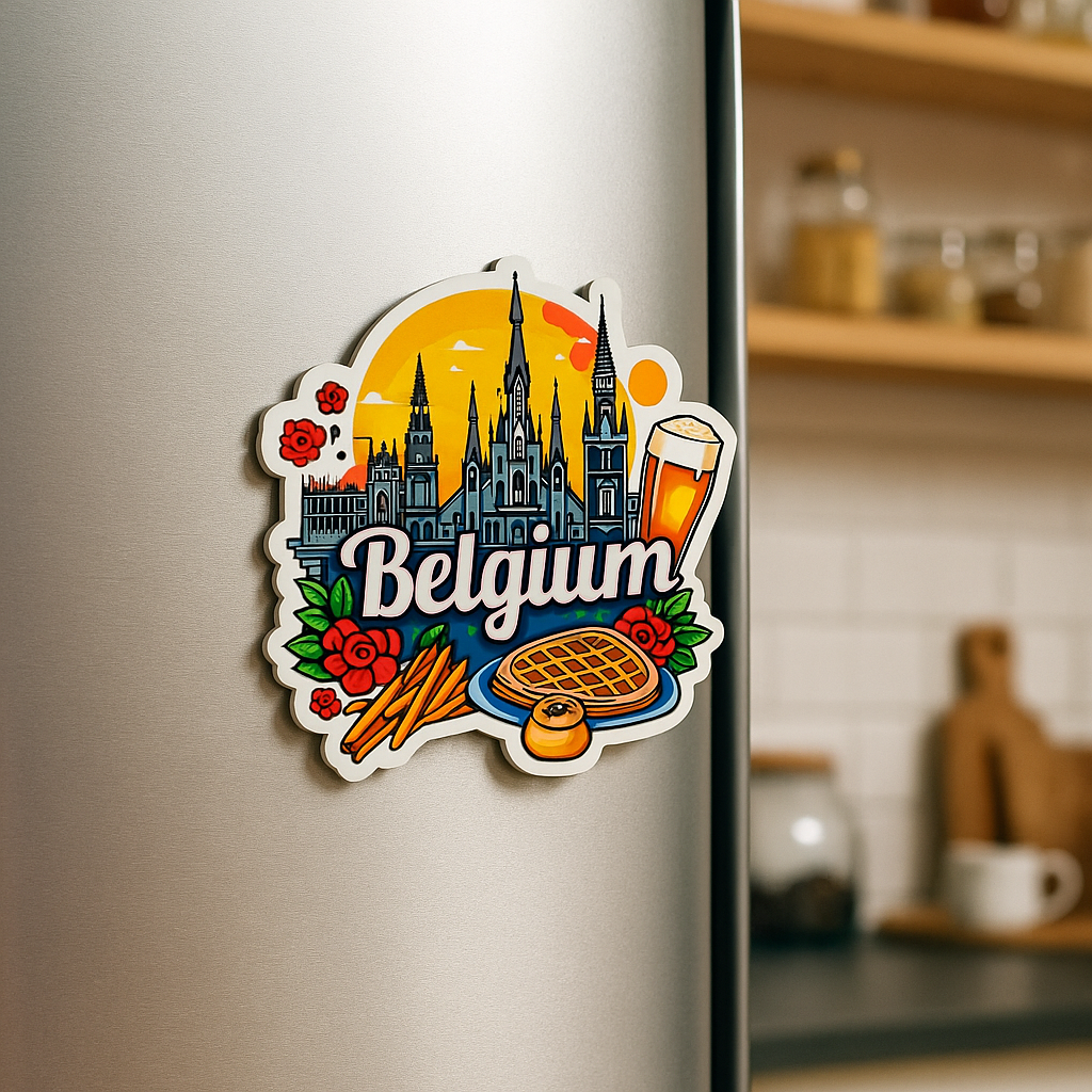 Belgium Country Theme Souvenir Wooden Refrigerator Stylish Fridge Magnet