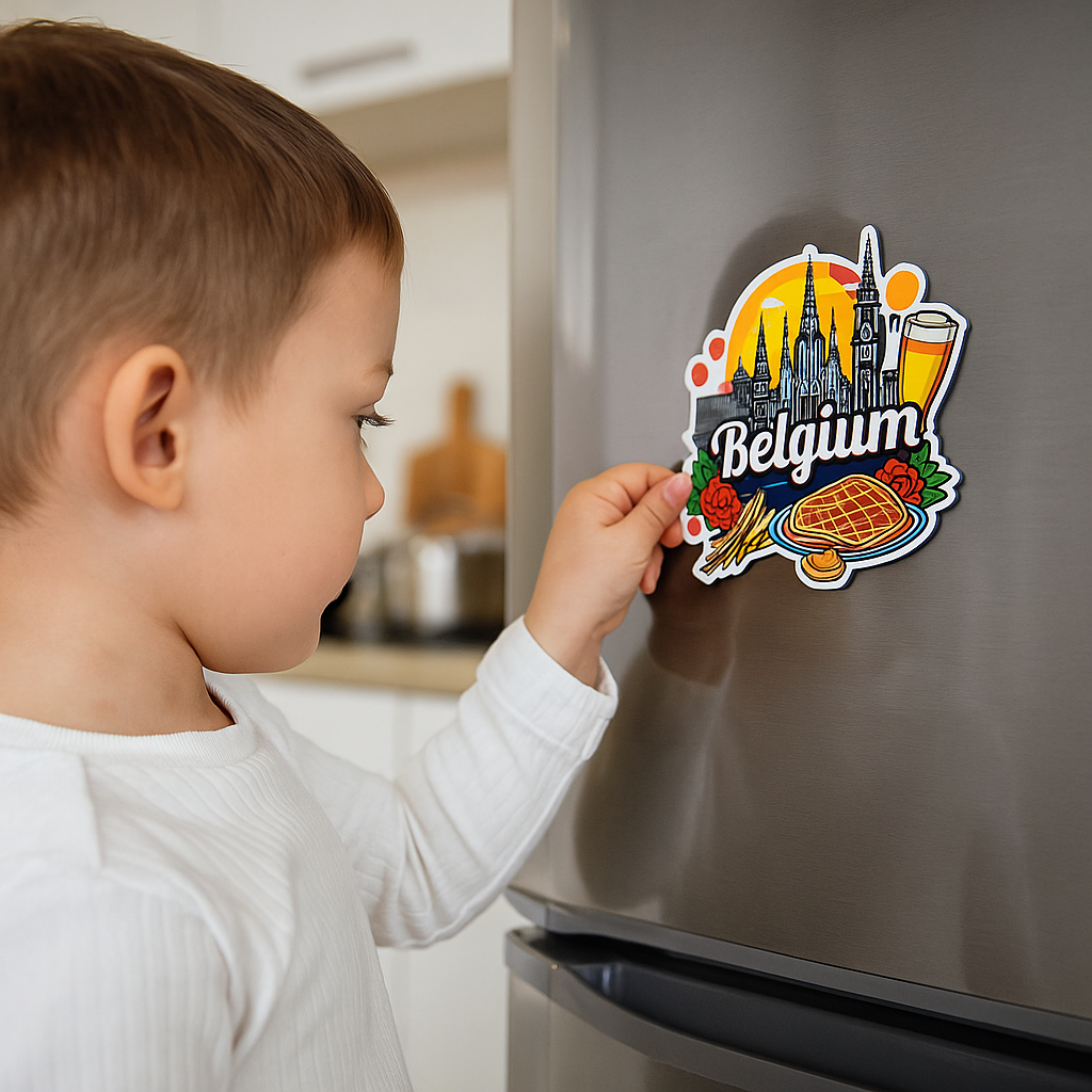 Belgium Country Theme Souvenir Wooden Refrigerator Stylish Fridge Magnet