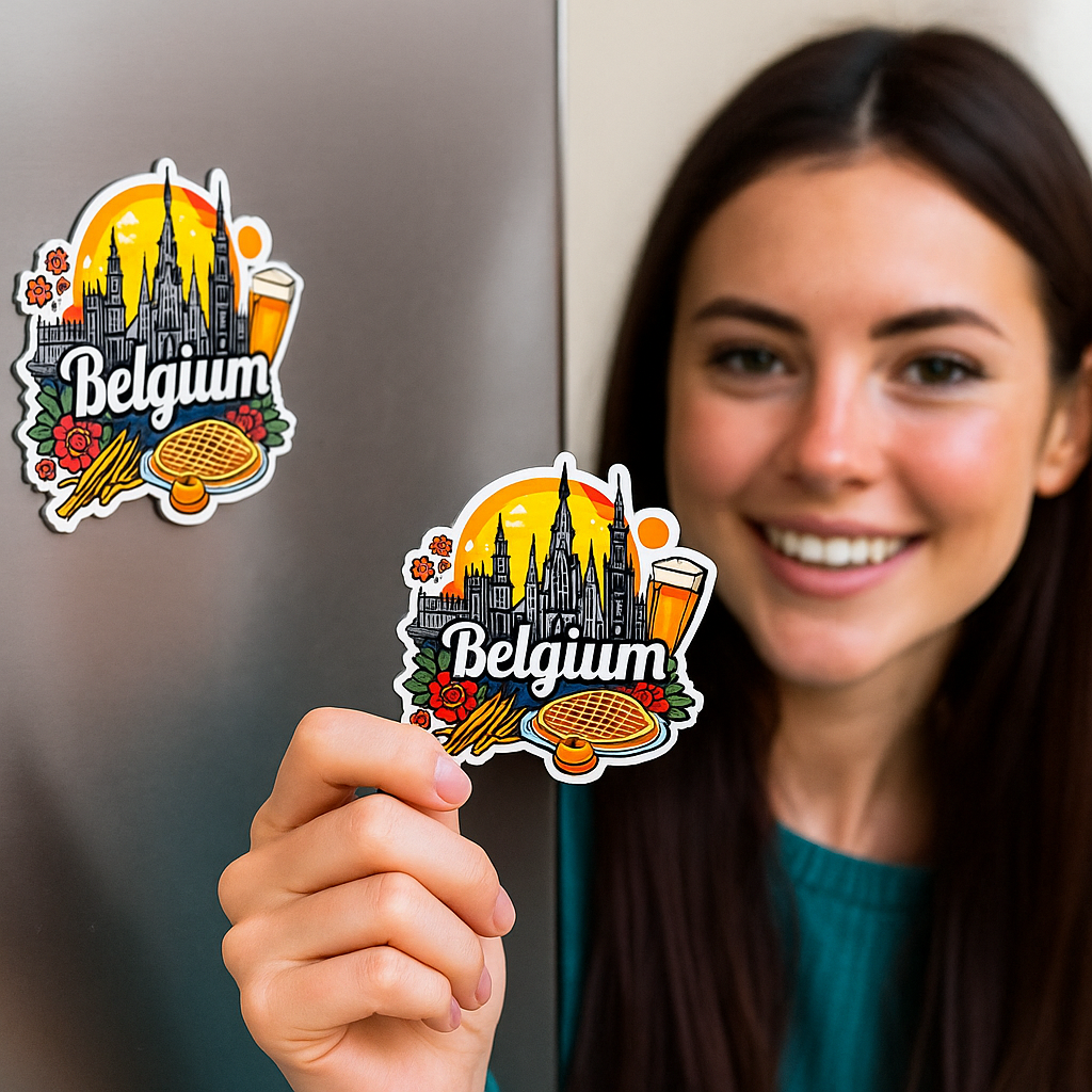 Belgium Country Theme Souvenir Wooden Refrigerator Stylish Fridge Magnet