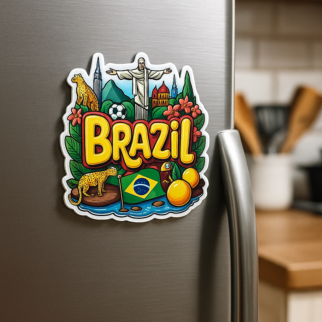 Brazil Country Theme Souvenir Wooden Refrigerator Stylish Fridge Magnet