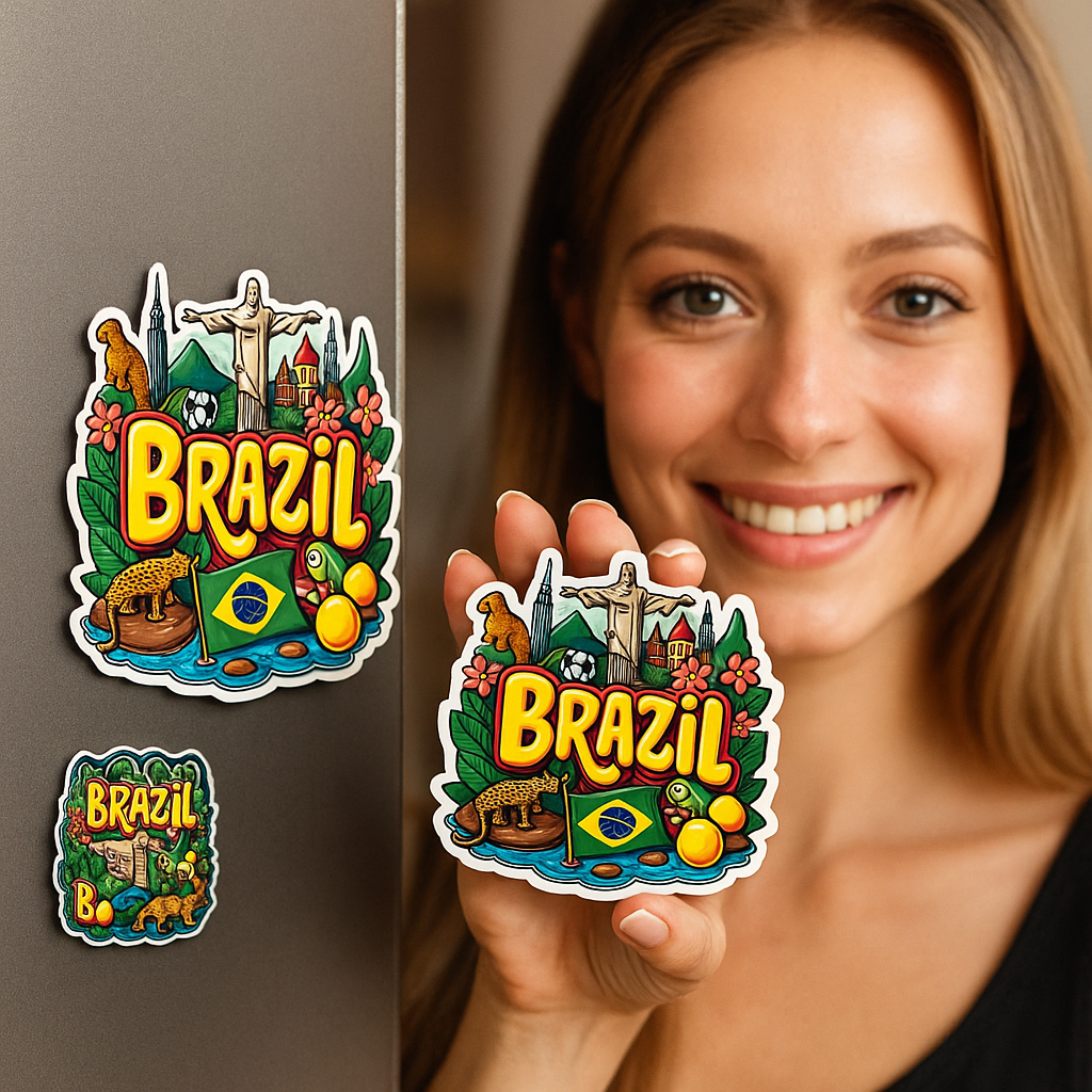 Brazil Country Theme Souvenir Wooden Refrigerator Stylish Fridge Magnet