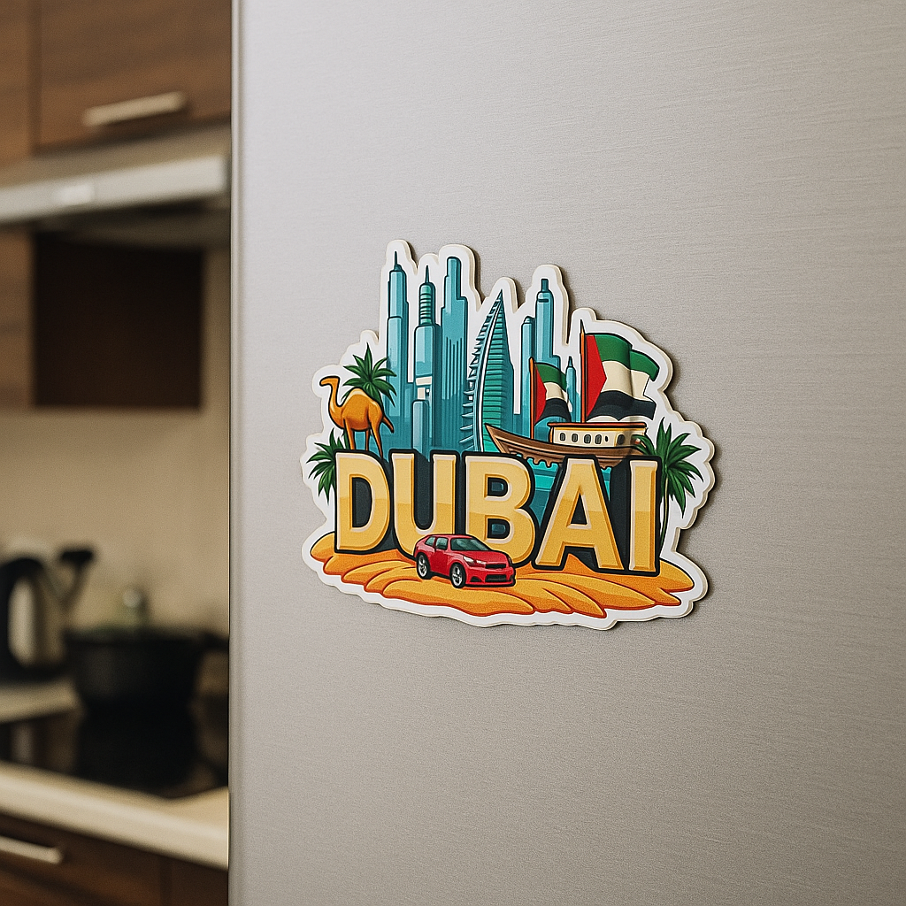 Dubai Country Theme Souvenir Wooden Refrigerator Stylish Fridge Magnet