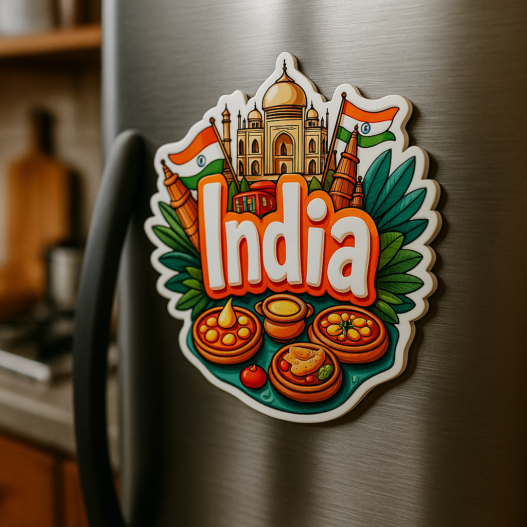 India Country Theme Souvenir Wooden Refrigerator Stylish Fridge Magnet