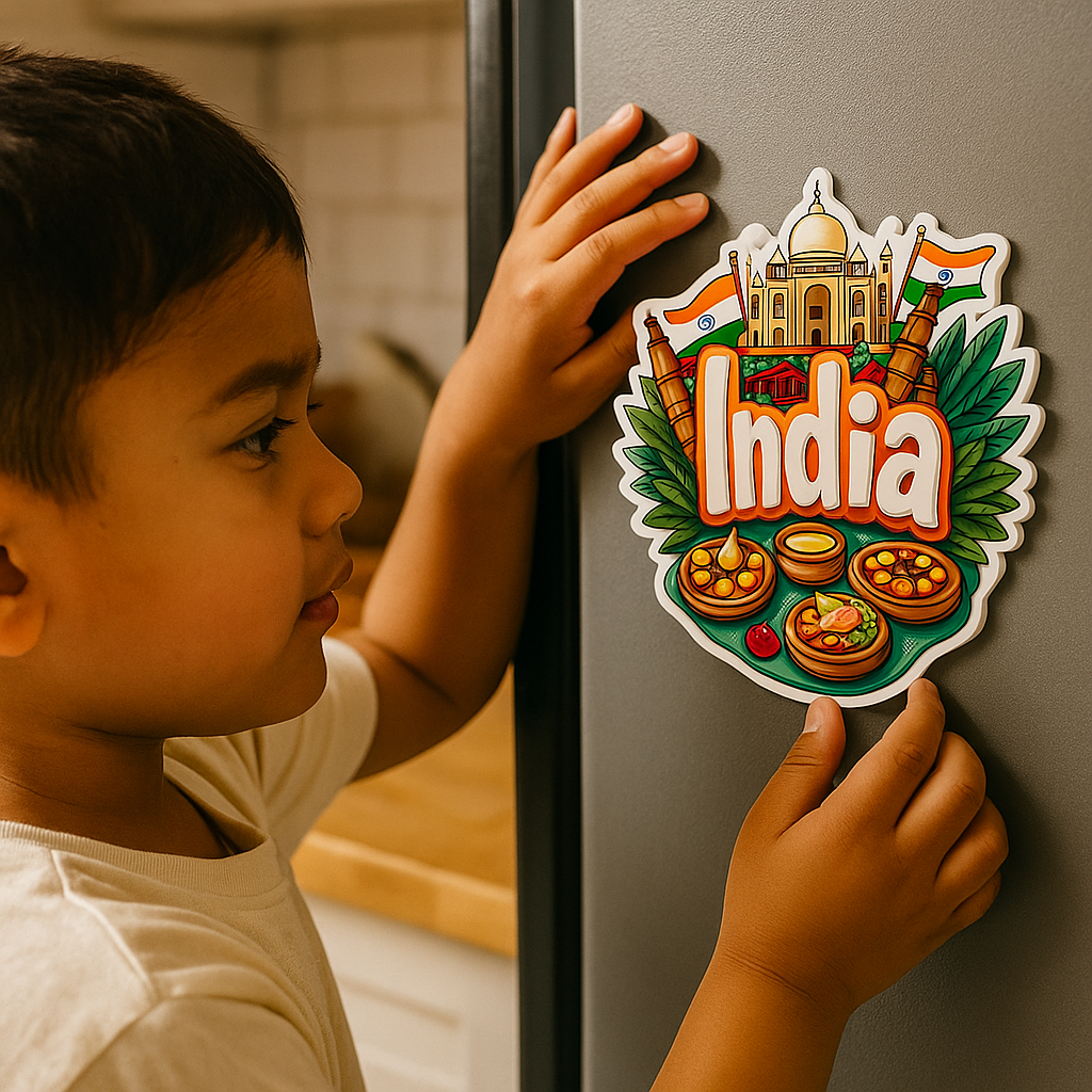 India Country Theme Souvenir Wooden Refrigerator Stylish Fridge Magnet