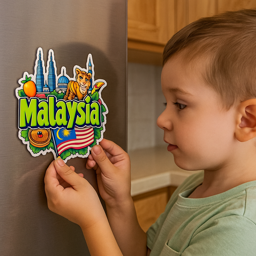 Malaysia Country Theme Souvenir Wooden Refrigerator Stylish Fridge Magnet