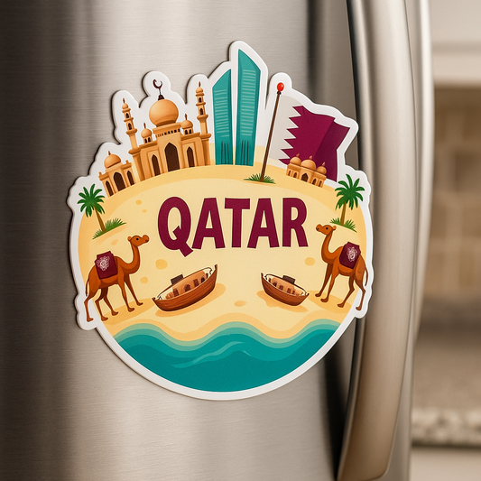 Qatar Country Theme Souvenir Wooden Refrigerator Stylish Fridge Magnet