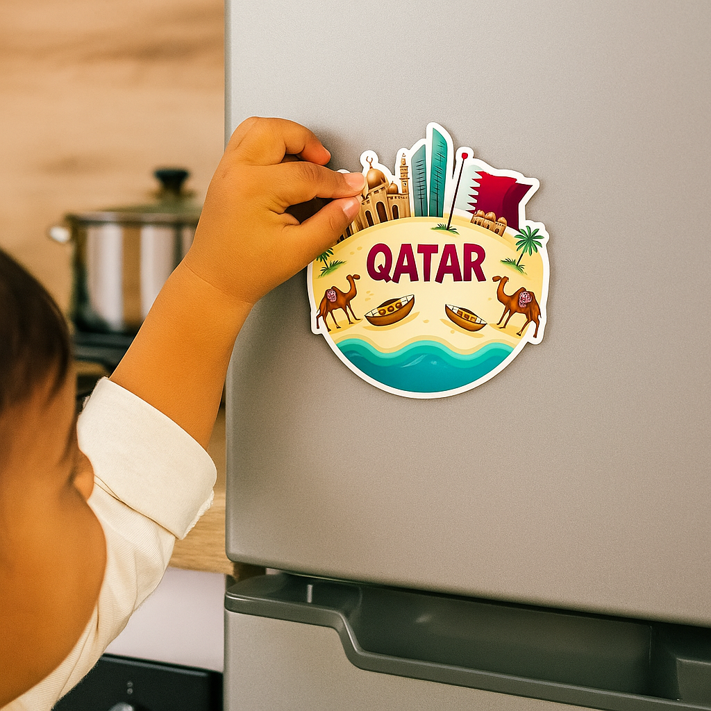 Qatar Country Theme Souvenir Wooden Refrigerator Stylish Fridge Magnet