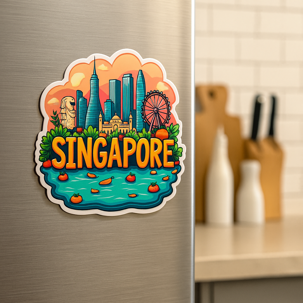 Singapore Country Theme Souvenir Wooden Refrigerator Stylish Fridge Magnet