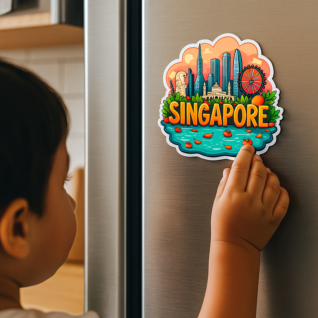Singapore Country Theme Souvenir Wooden Refrigerator Stylish Fridge Magnet