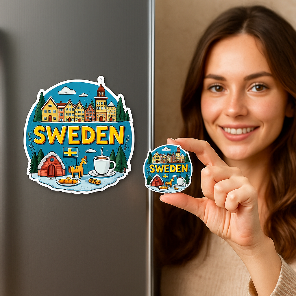 Sweden Country Theme Souvenir Wooden Refrigerator Stylish Fridge Magnet