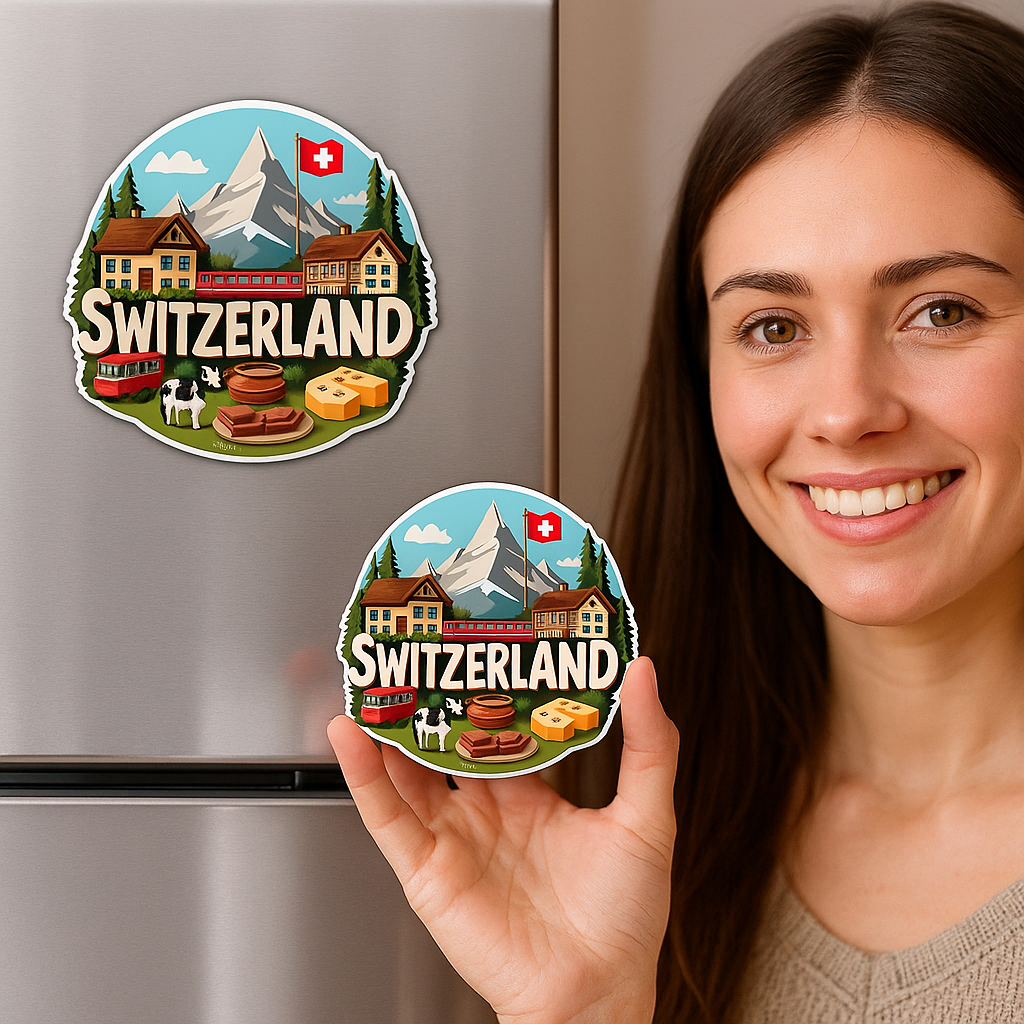 Switzerland Country Theme Souvenir Wooden Refrigerator Stylish Fridge Magnet
