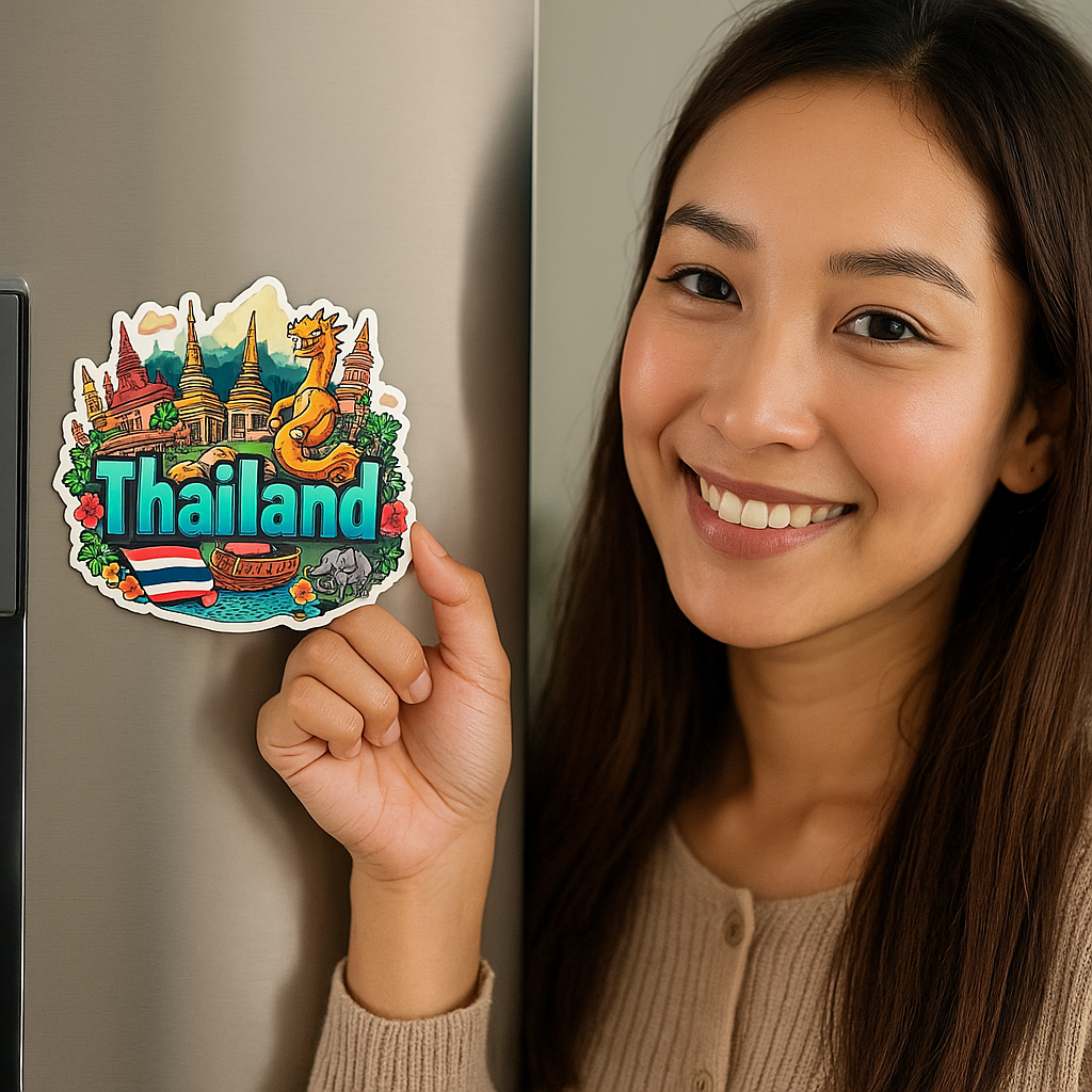 Thailand Country Theme Souvenir Wooden Refrigerator Stylish Fridge Magnet