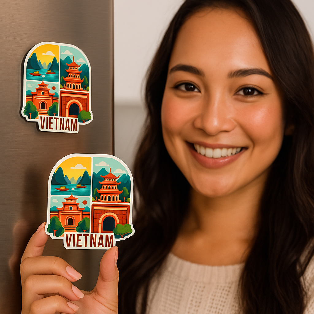 Vietnam Country Theme Souvenir Wooden Refrigerator Stylish Fridge Magnet