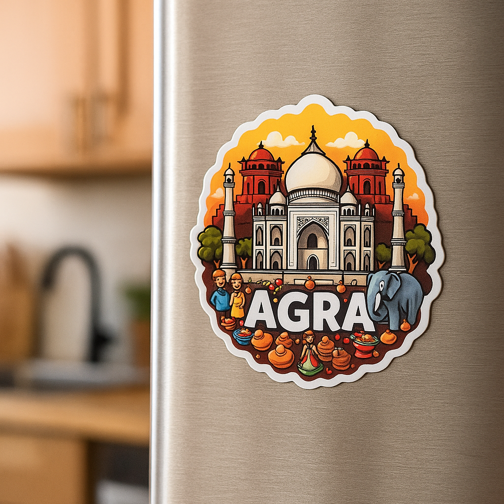 Agra City Theme Souvenir Wooden Fridge Magnet for Refrigerator