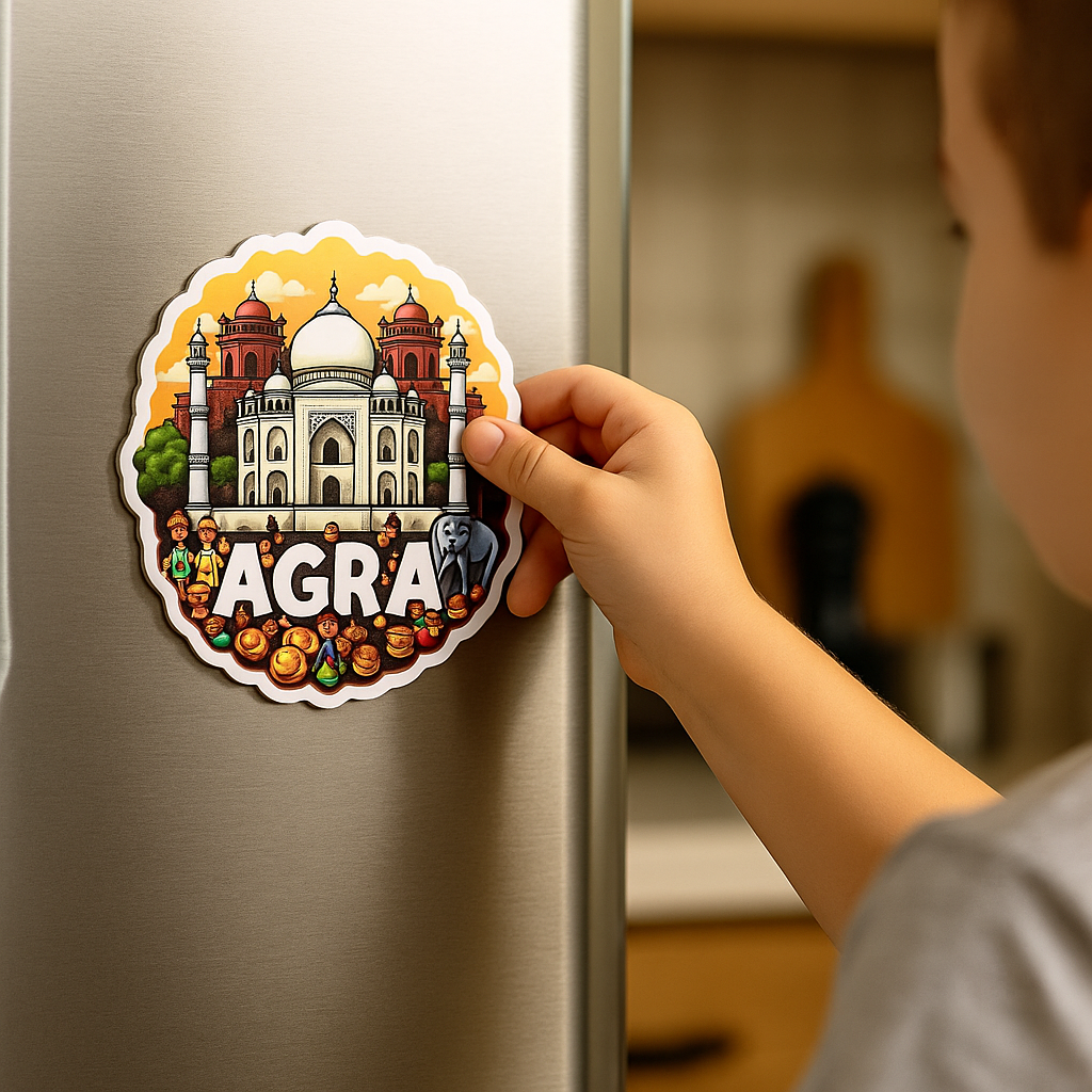 Agra City Theme Souvenir Wooden Fridge Magnet for Refrigerator