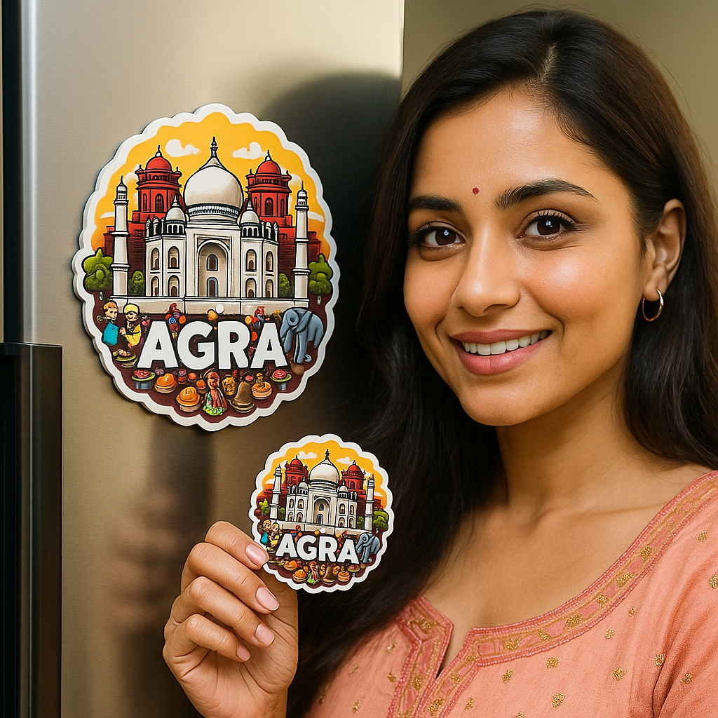 Agra City Theme Souvenir Wooden Fridge Magnet for Refrigerator