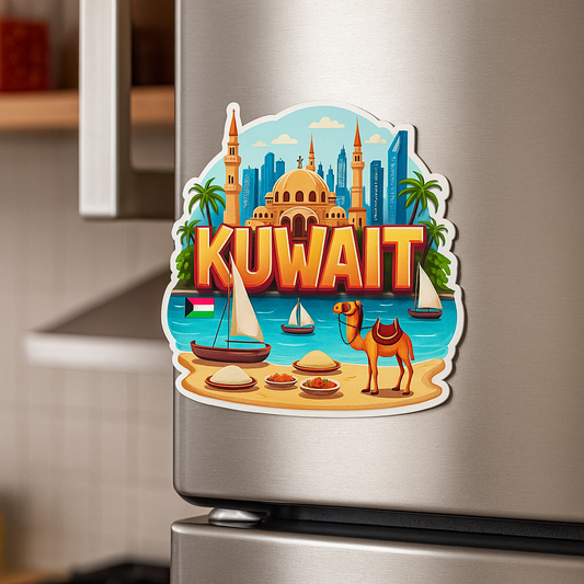 Kuwait Country Theme Souvenir Wooden Refrigerator Stylish Fridge Magnet