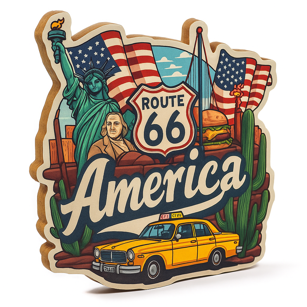 America Country Theme Wooden Refrigerator Stylish Fridge Magnet