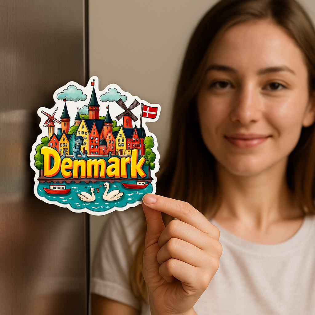 Denmark Country Theme Souvenir Wooden Refrigerator Stylish Fridge Magnet