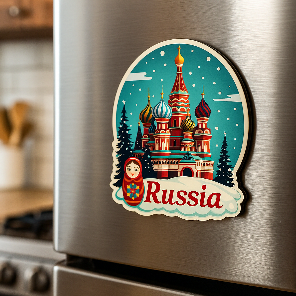 Russia Country Theme Souvenir Wooden Refrigerator Stylish Fridge Magnet
