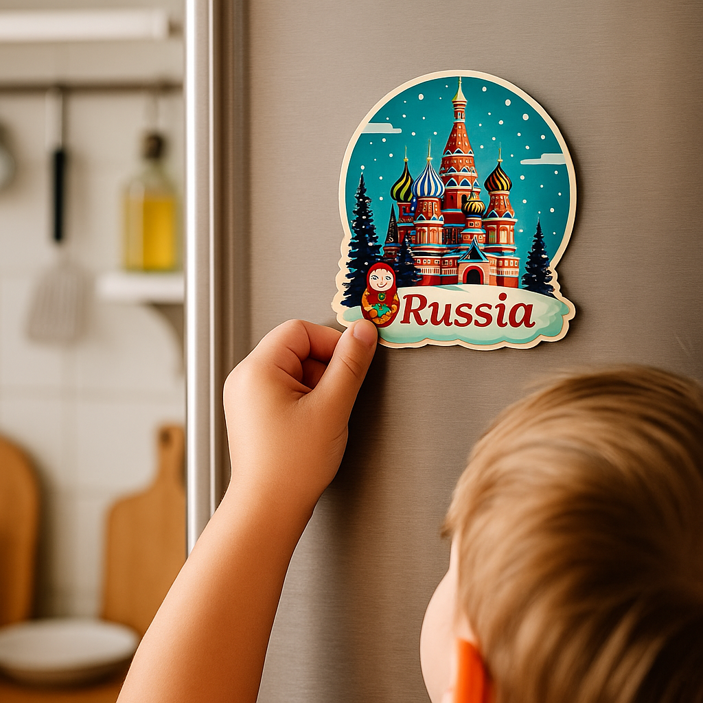 Russia Country Theme Souvenir Wooden Refrigerator Stylish Fridge Magnet