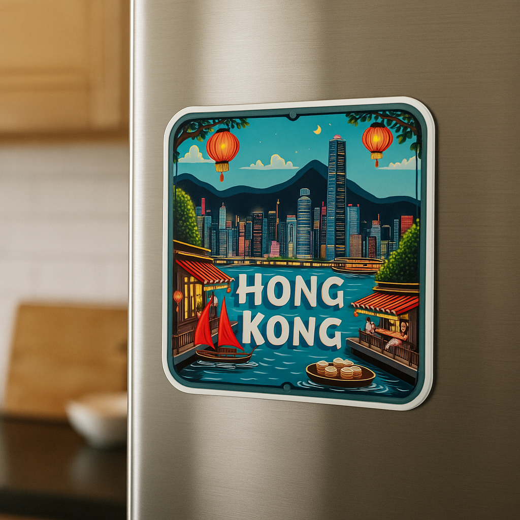 Hong Kong Country Theme Souvenir Wooden Refrigerator Stylish Fridge Magnet