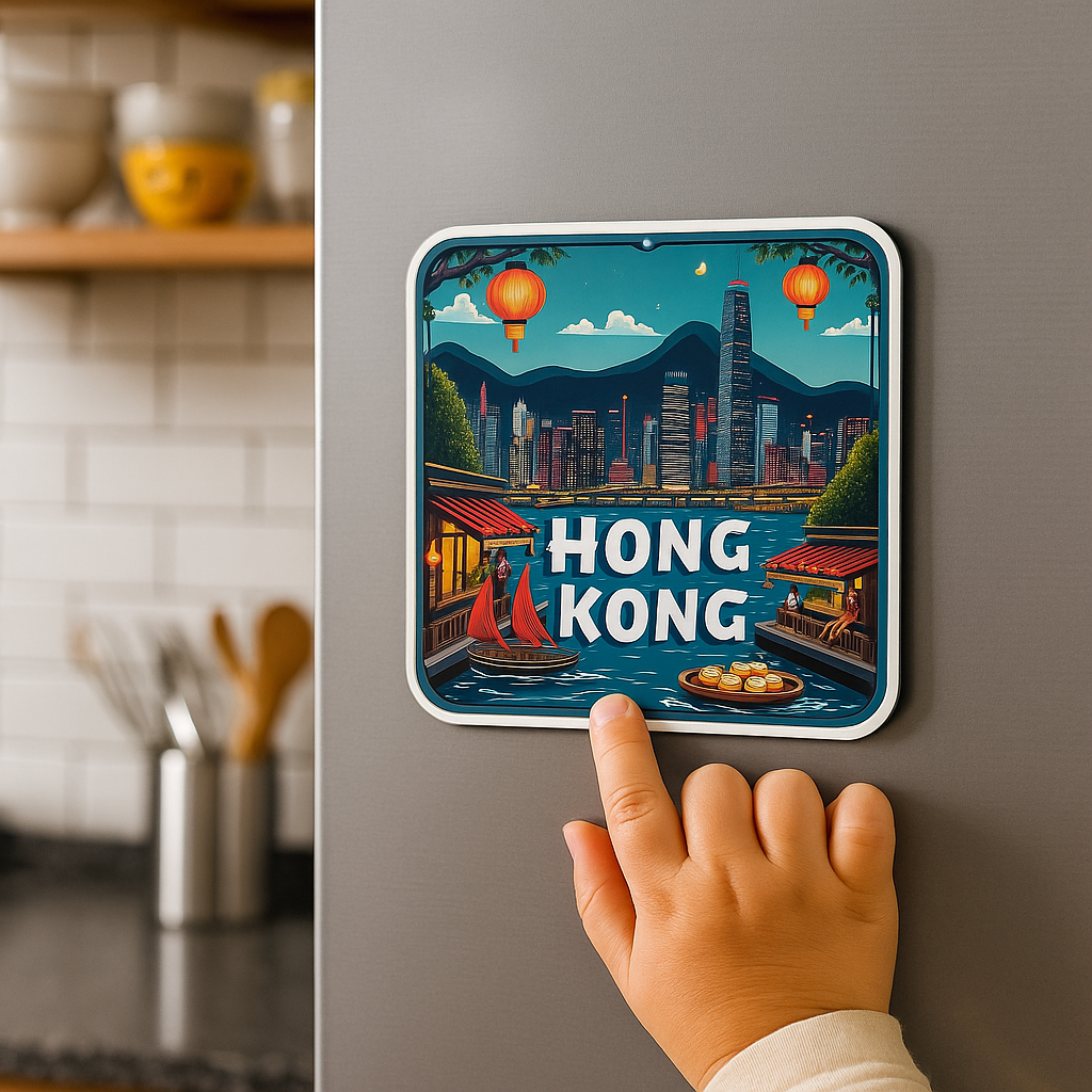 Hong Kong Country Theme Souvenir Wooden Refrigerator Stylish Fridge Magnet