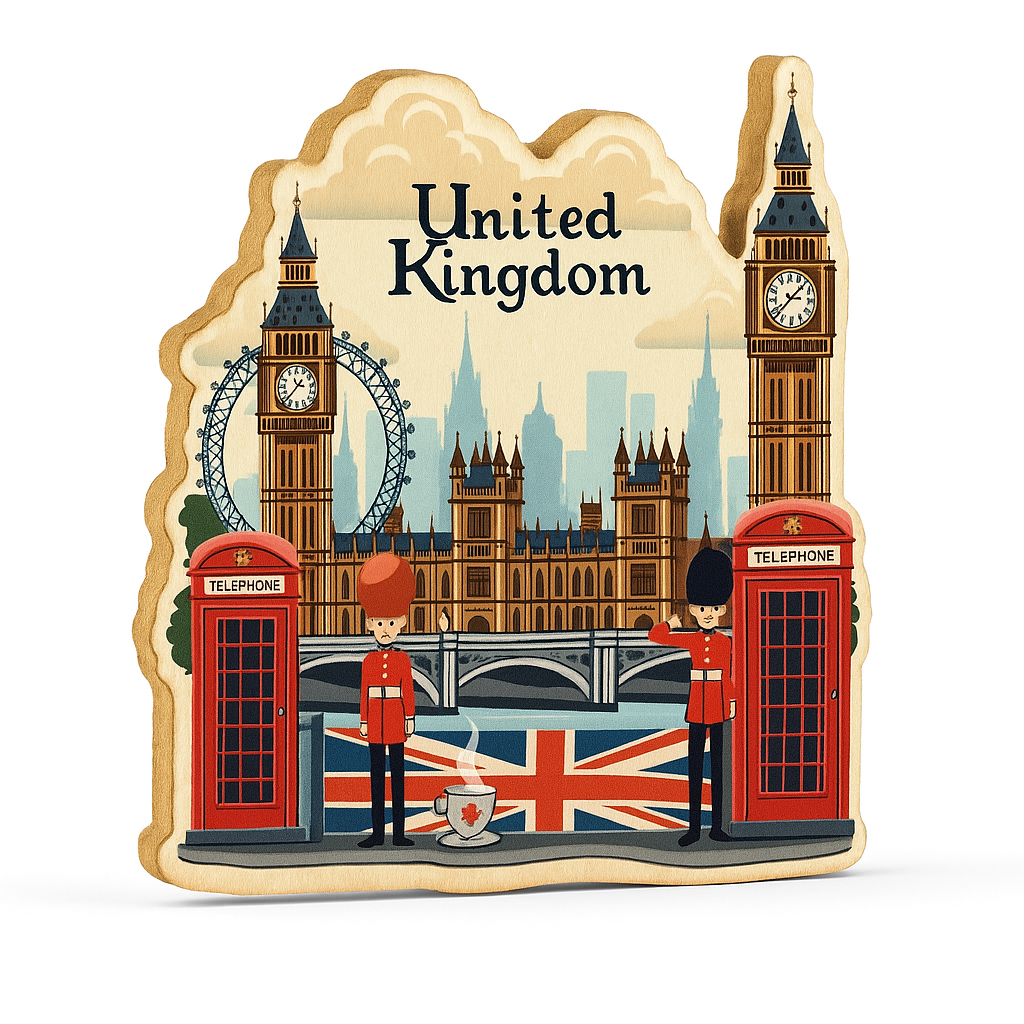 United Kingdom Country Theme Souvenir Wooden Refrigerator Stylish Fridge Magnet
