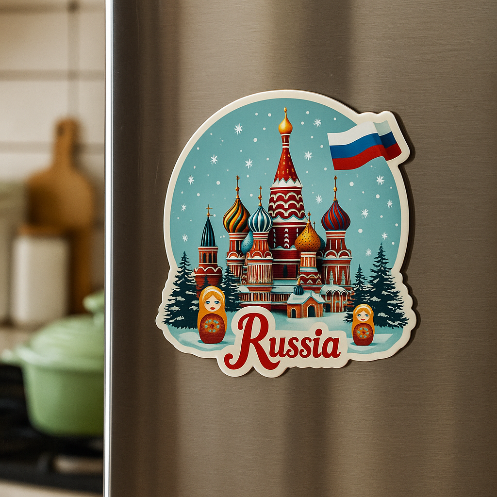 Russia Country Theme Souvenir Wooden Refrigerator Stylish Fridge Magnet