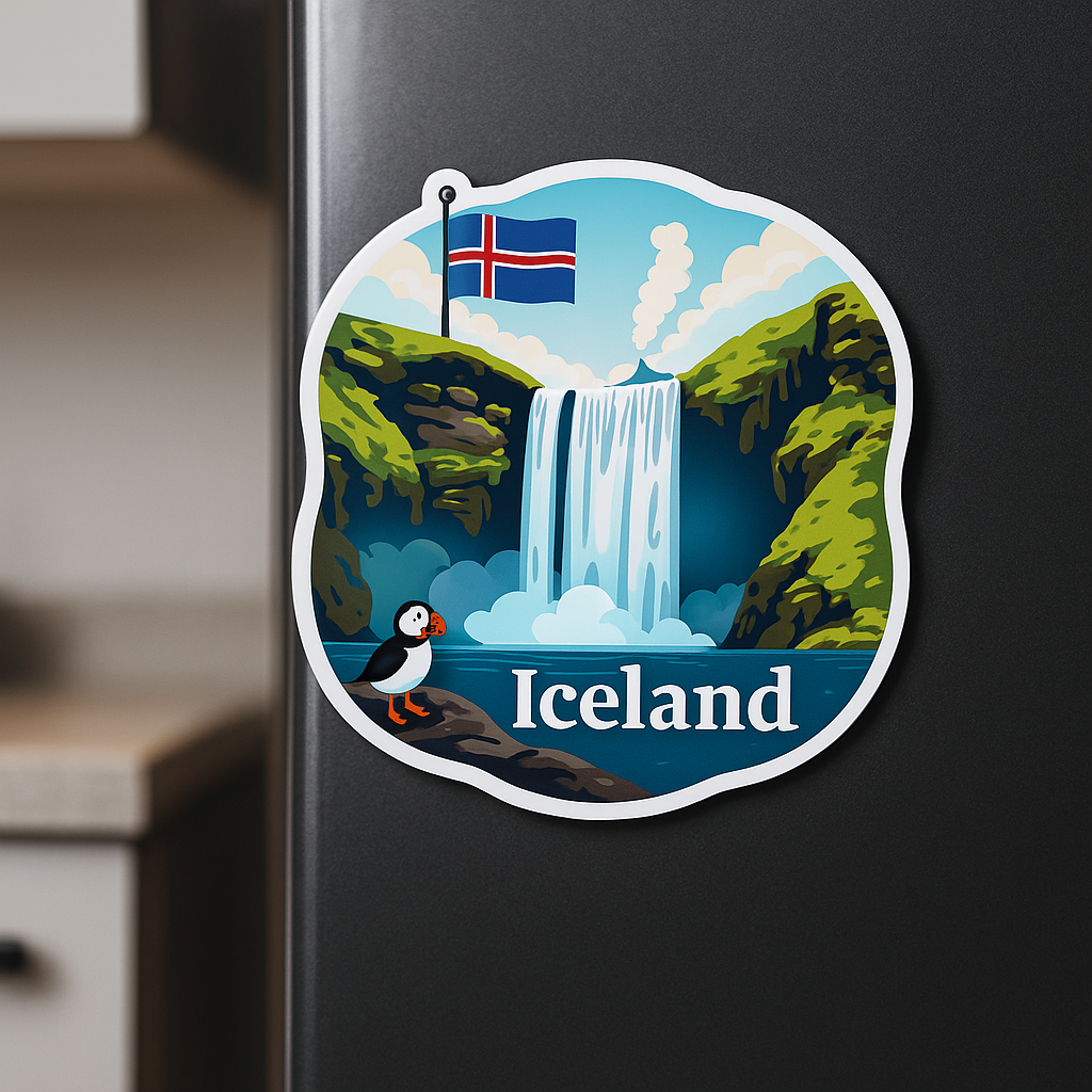 Iceland Country Theme Souvenir Fridge Magnet – 3x3 Inch Stylish Refrigerator Magnet for Kitchen & Home Decor