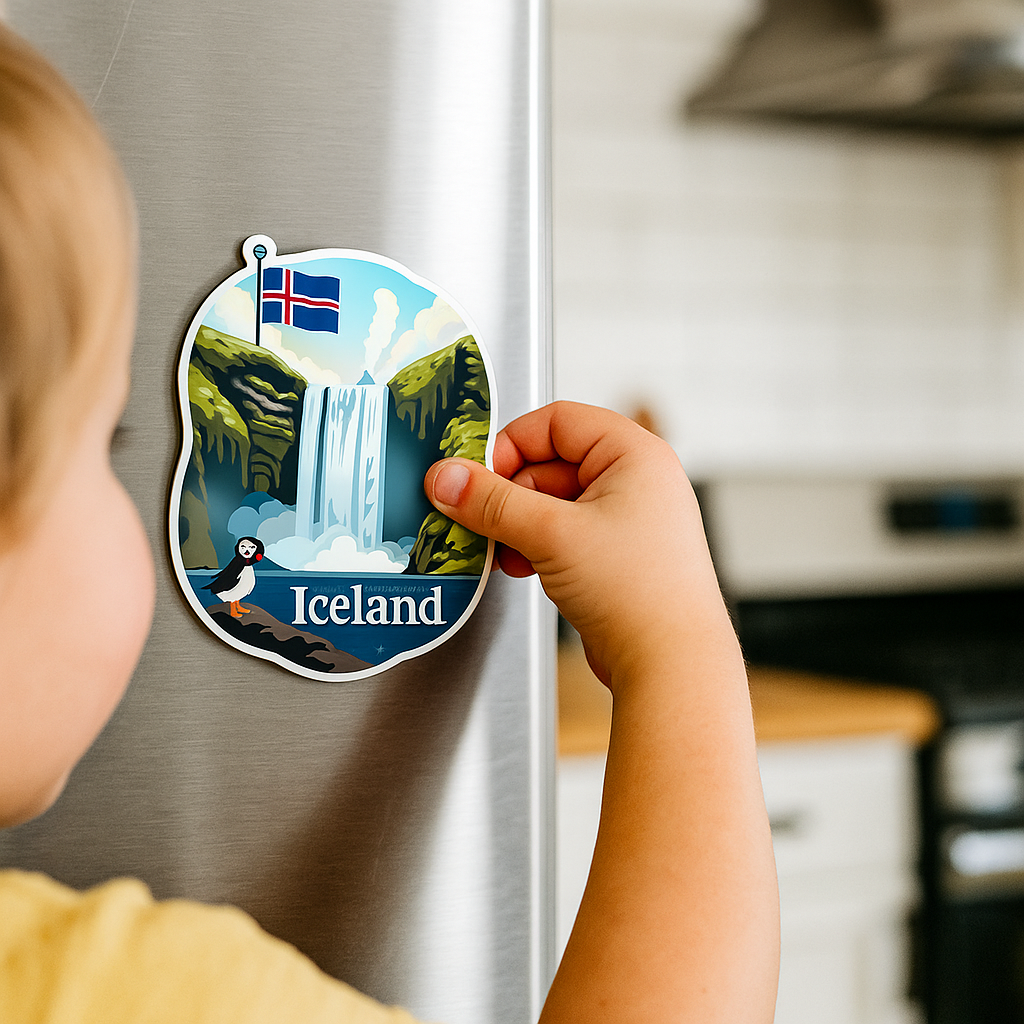 Iceland Country Theme Souvenir Fridge Magnet – 3x3 Inch Stylish Refrigerator Magnet for Kitchen & Home Decor