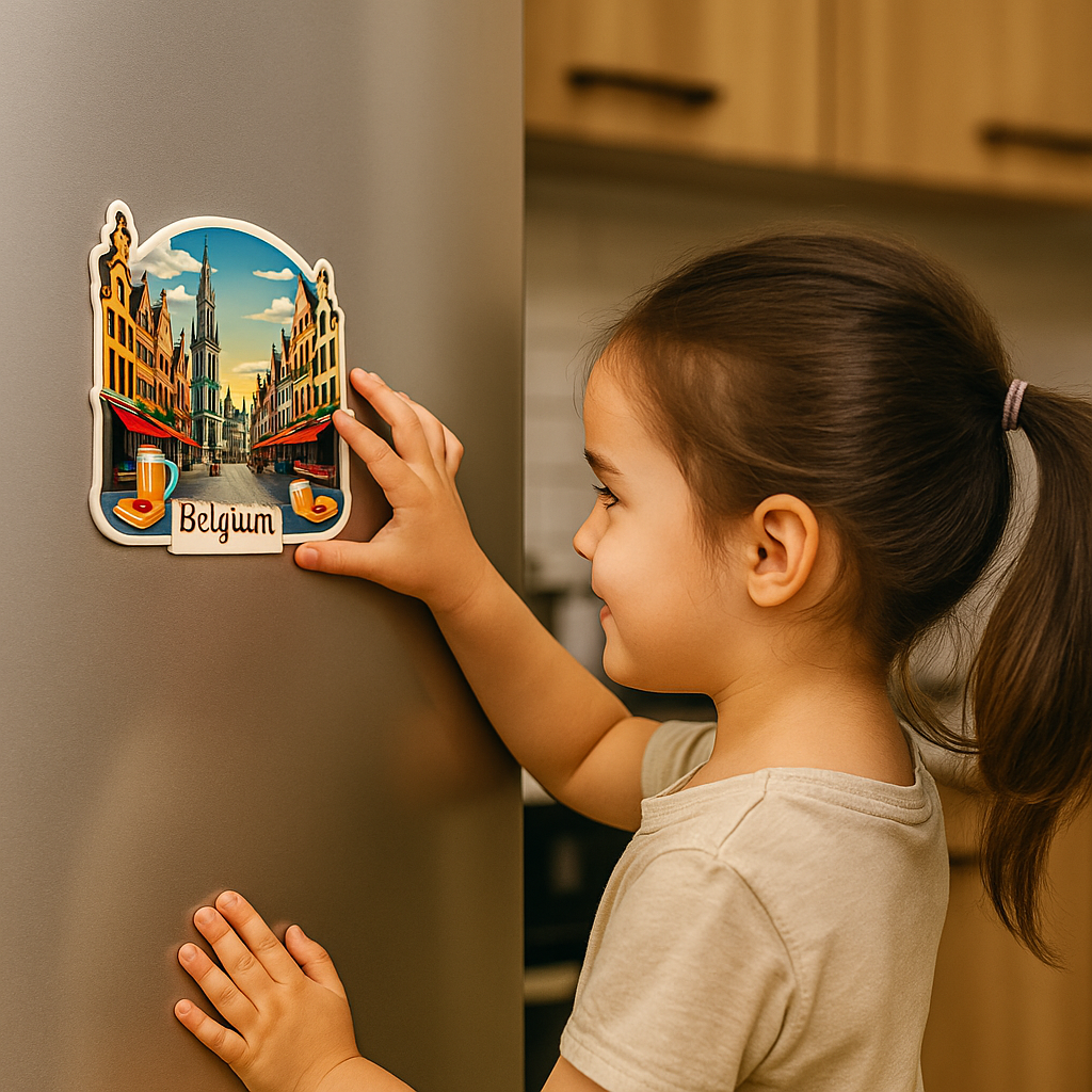 Belgium Theme Souvenir Fridge Magnet – 3x3 Inch Stylish Refrigerator Magnet