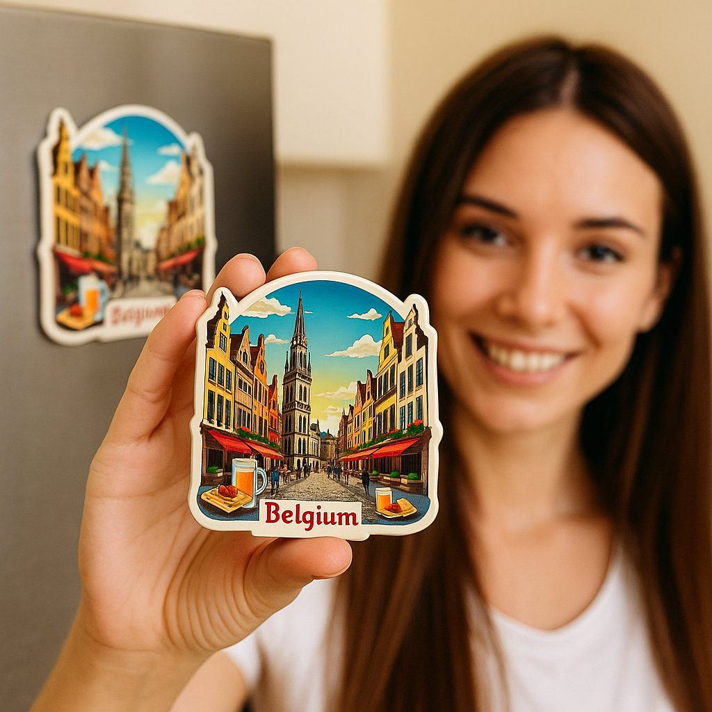 Belgium Theme Souvenir Fridge Magnet – 3x3 Inch Stylish Refrigerator Magnet