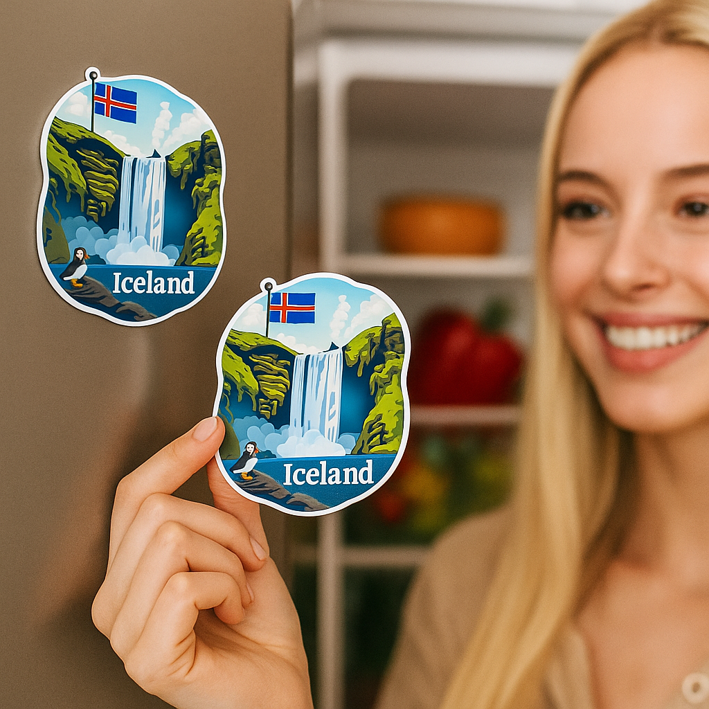 Iceland Country Theme Souvenir Fridge Magnet – 3x3 Inch Stylish Refrigerator Magnet for Kitchen & Home Decor