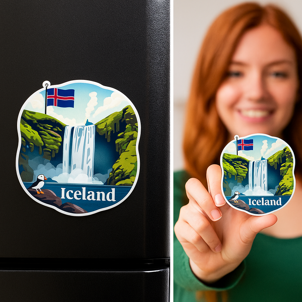 Iceland Country Theme Souvenir Fridge Magnet – 3x3 Inch Stylish Refrigerator Magnet for Kitchen & Home Decor